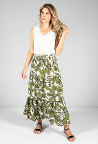 Abstract Leaf Print Skirt