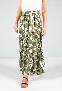 Abstract Leaf Print Skirt