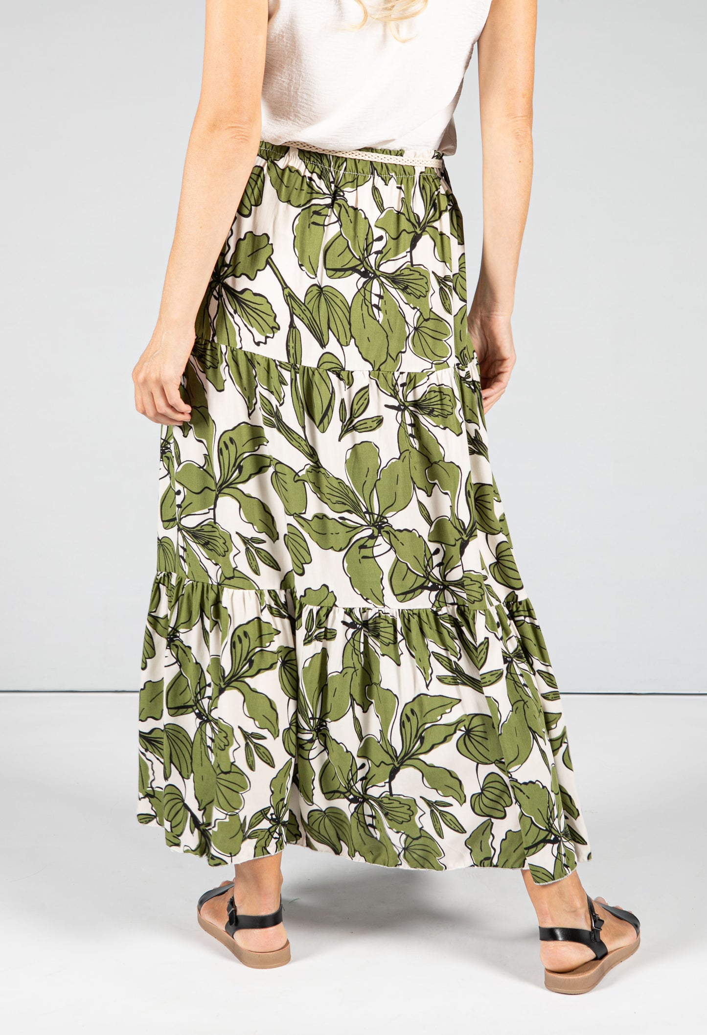 Abstract Leaf Print Skirt