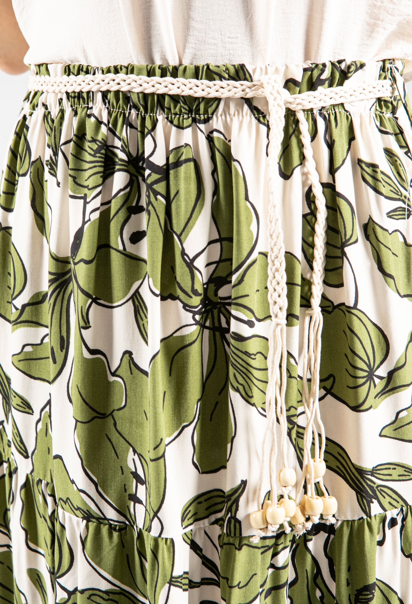 Abstract Leaf Print Skirt