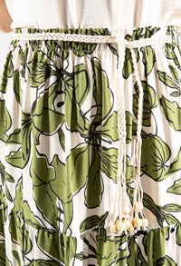 Abstract Leaf Print Skirt
