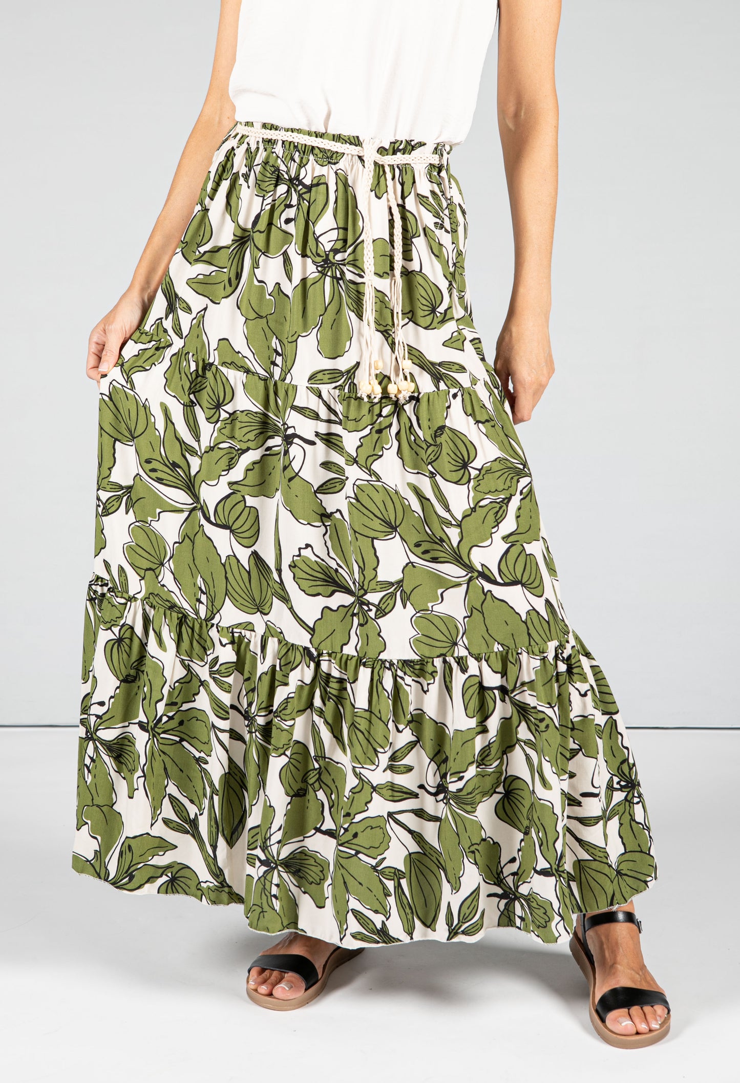 Abstract Leaf Print Skirt