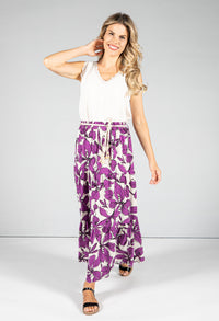 Abstract Leaf Print Skirt