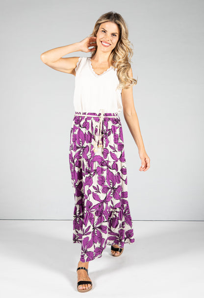Abstract Leaf Print Skirt