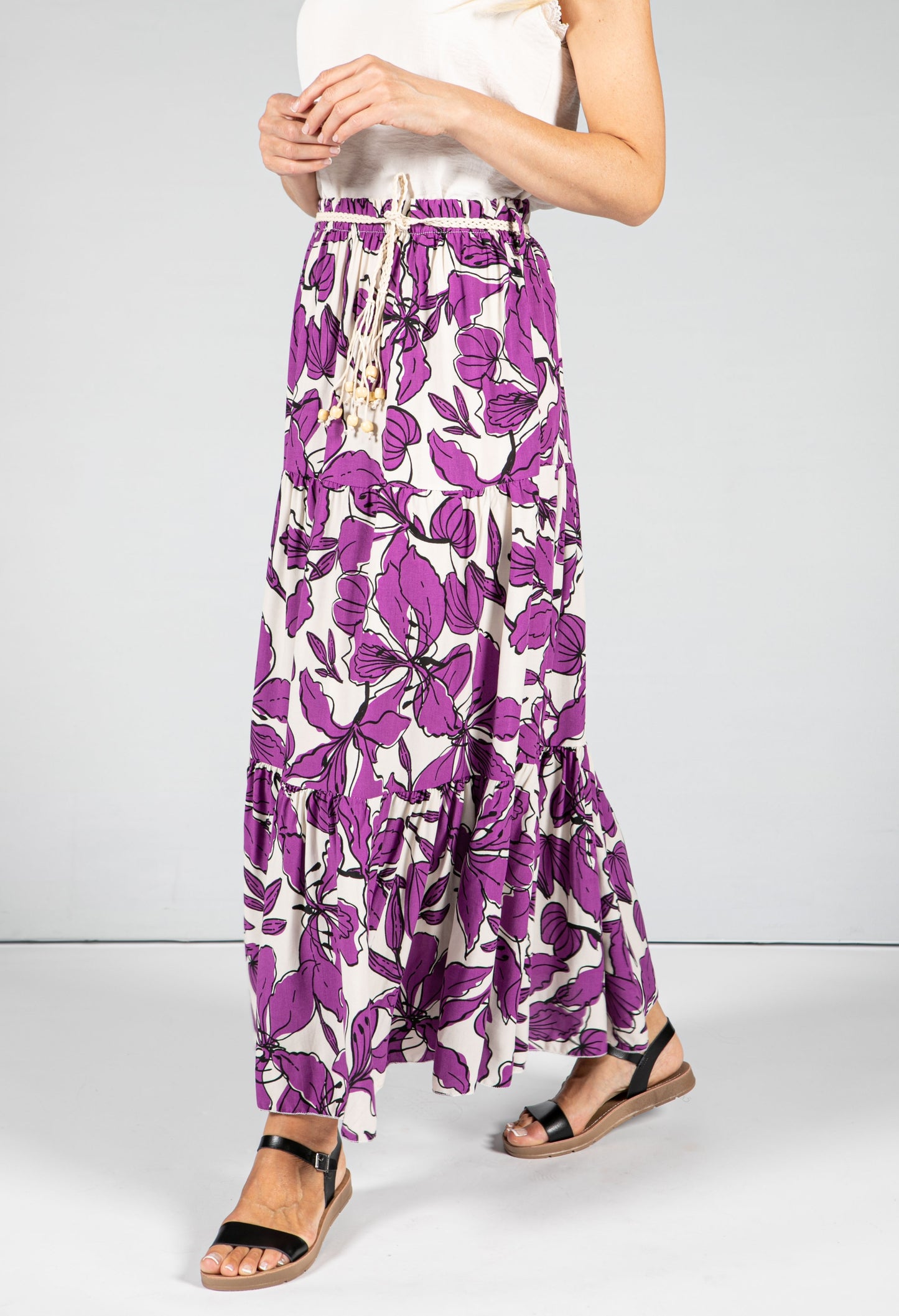 Abstract Leaf Print Skirt