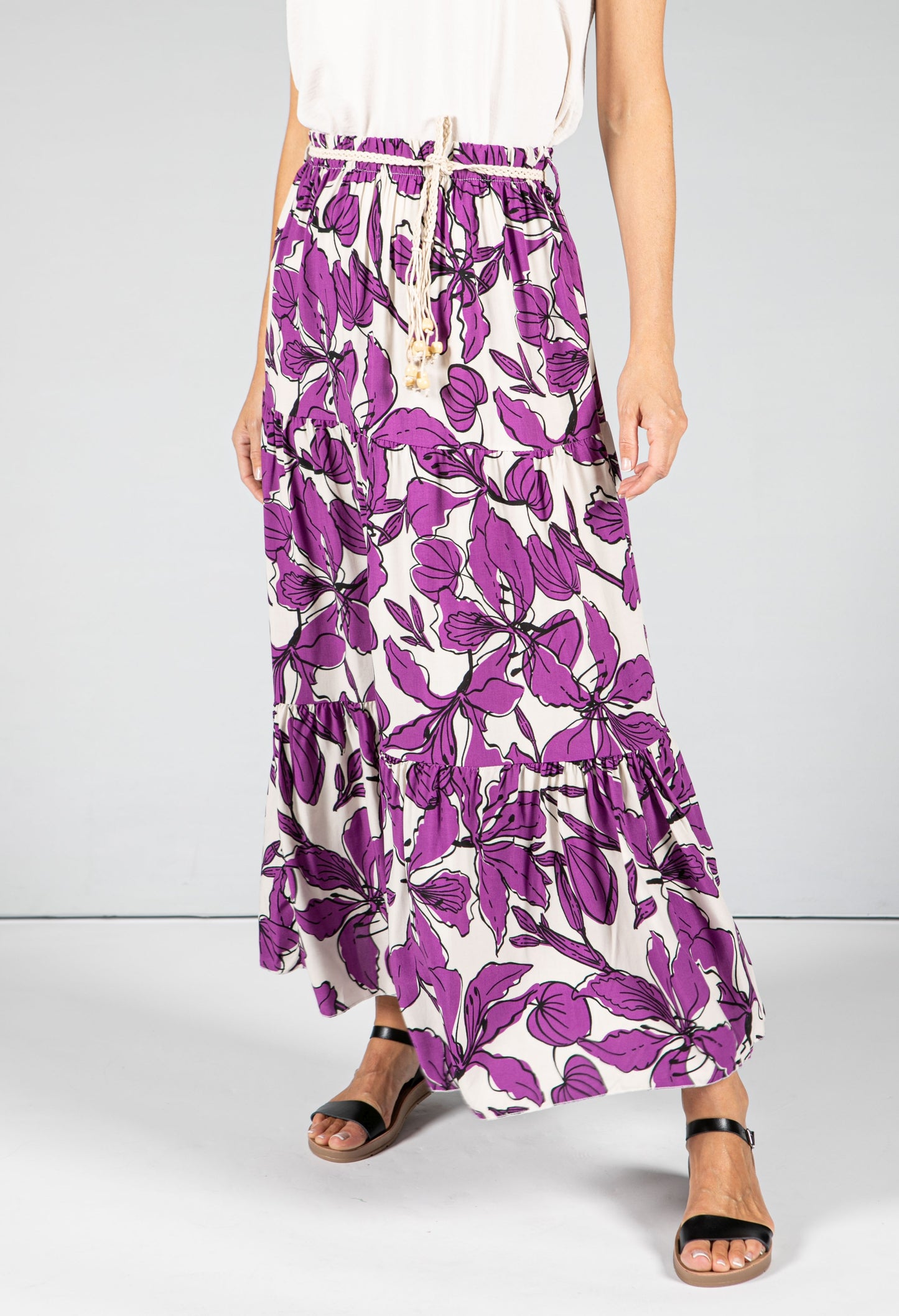 Abstract Leaf Print Skirt