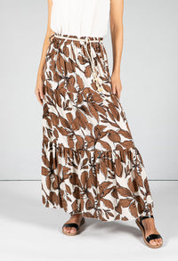 Abstract Leaf Print Skirt