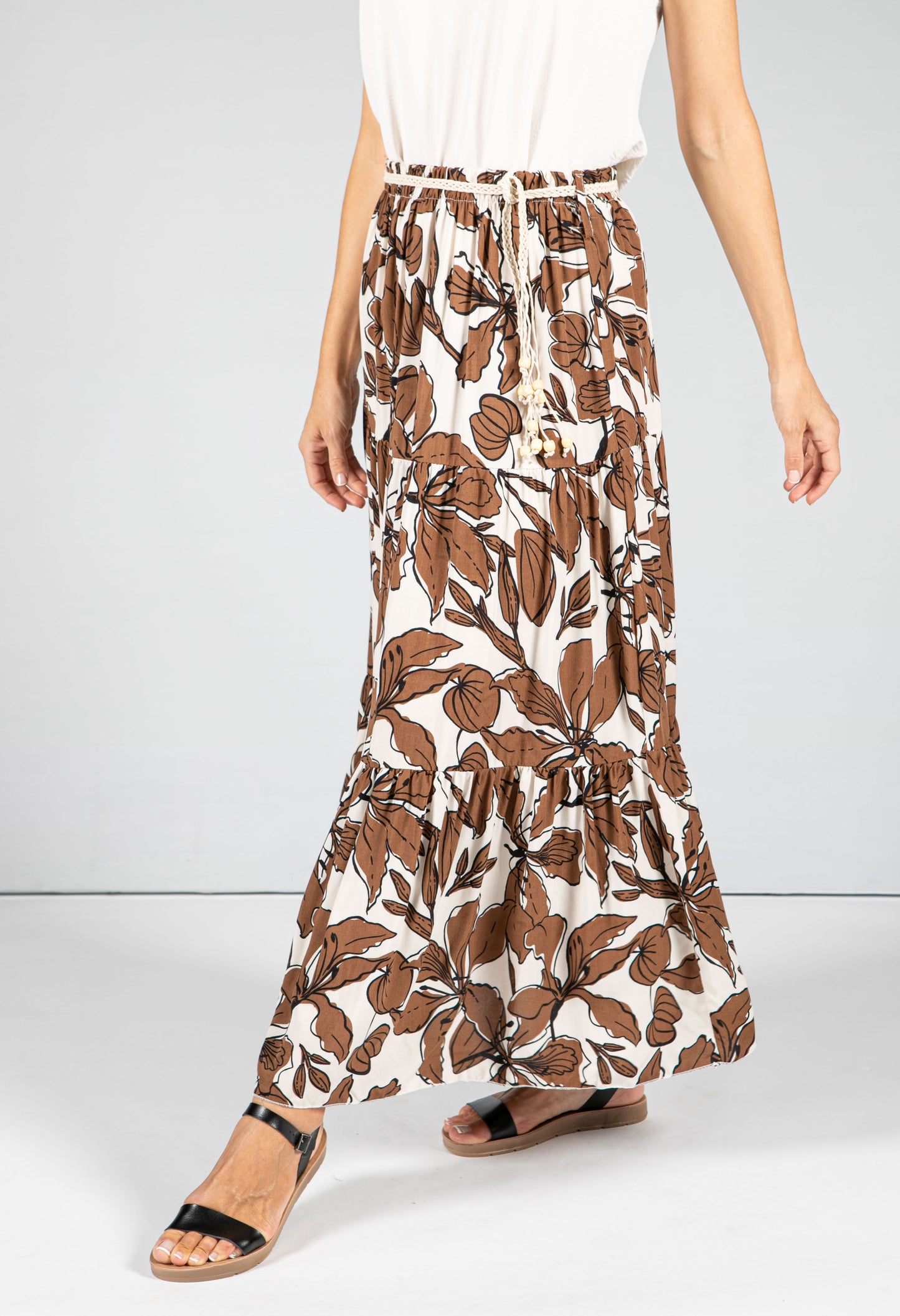 Abstract Leaf Print Skirt