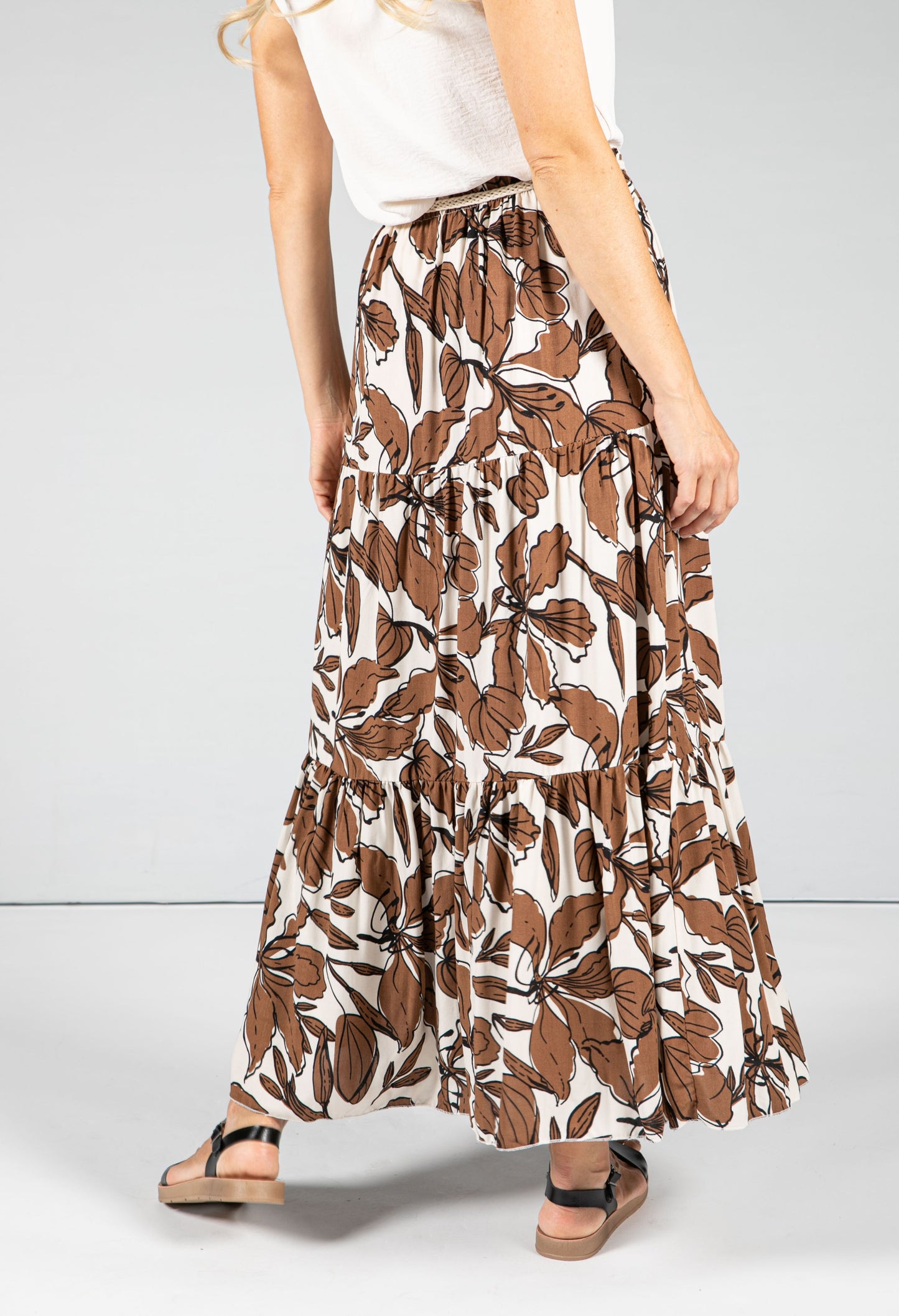 Abstract Leaf Print Skirt