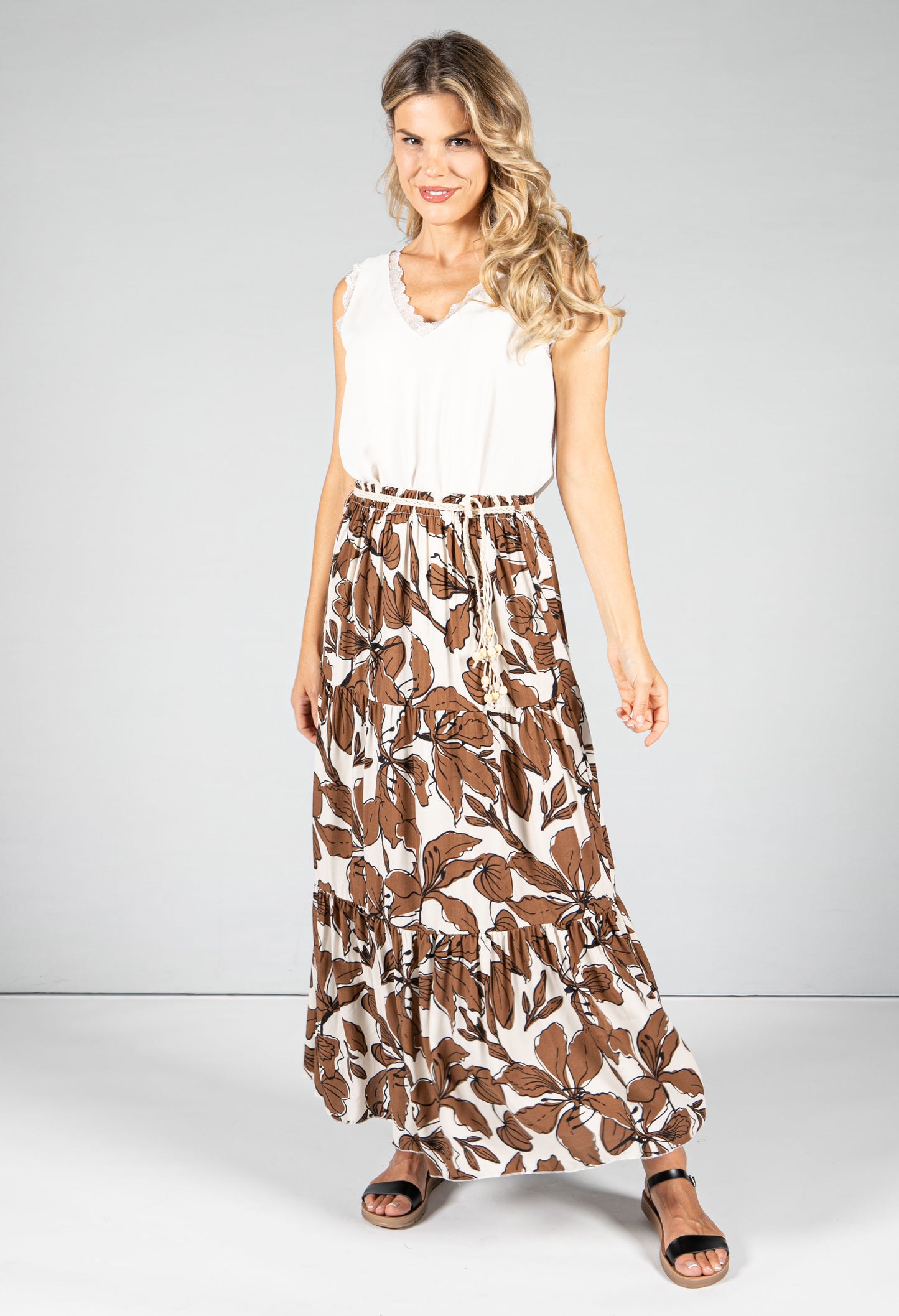 Abstract Leaf Print Skirt