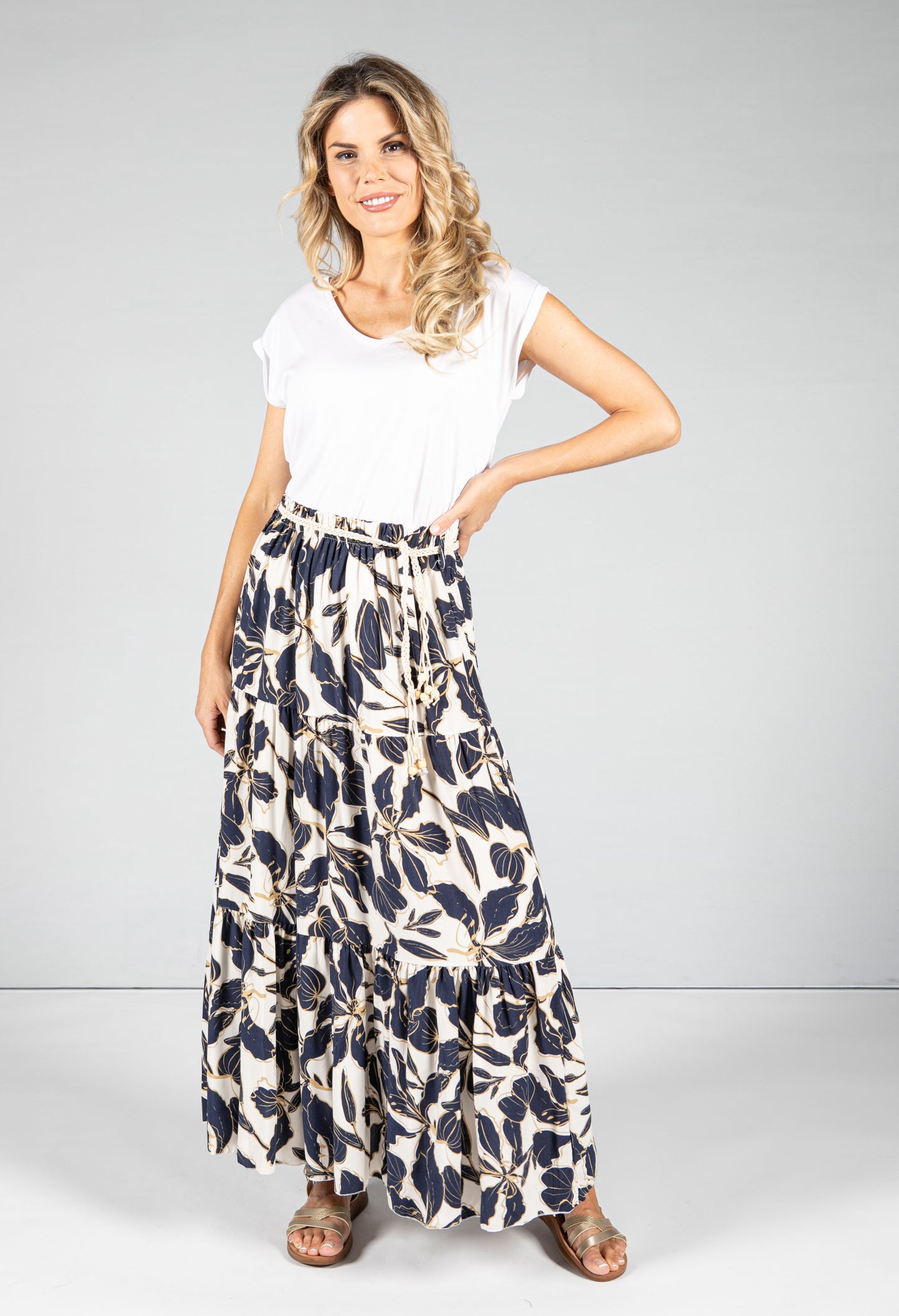 Abstract Leaf Print Skirt