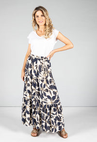 Abstract Leaf Print Skirt