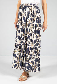 Abstract Leaf Print Skirt