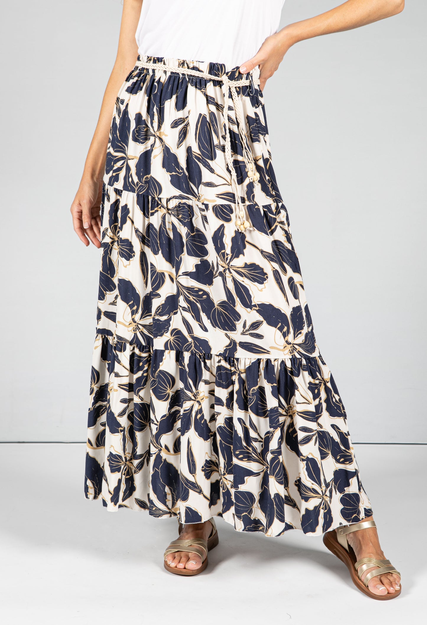 Abstract Leaf Print Skirt