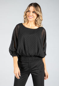 Round Neck Dot Embroidery Top