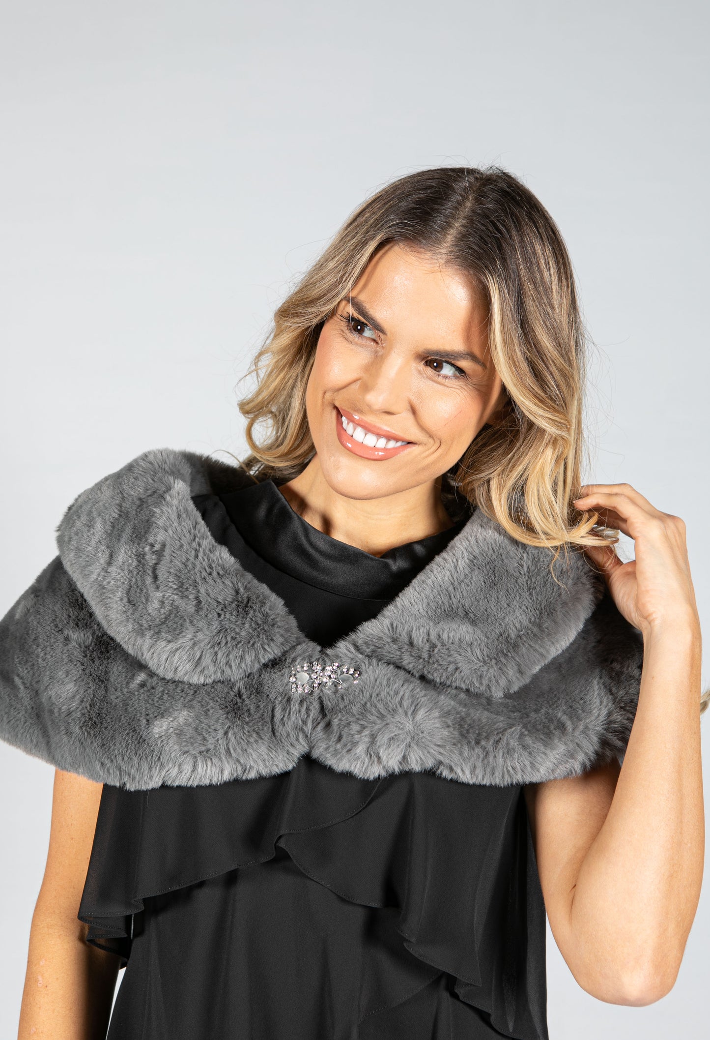 Faux Fur Wrap with Clasp