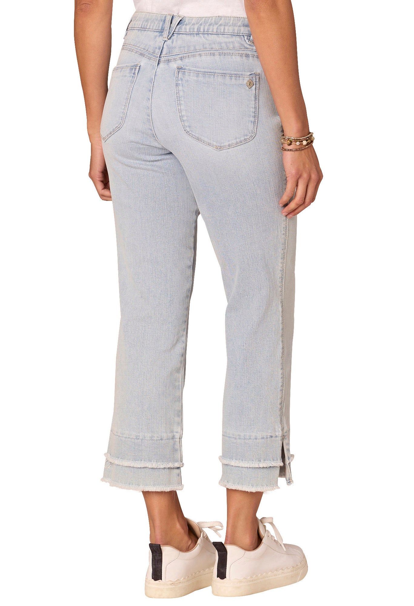 "Ab"solution Mid-Rise Double Layer Fray Hem Flare Jeans