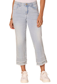 "Ab"solution Mid-Rise Double Layer Fray Hem Flare Jeans