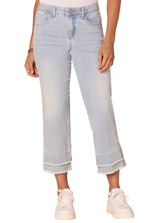 "Ab"solution Mid-Rise Double Layer Fray Hem Flare Jeans