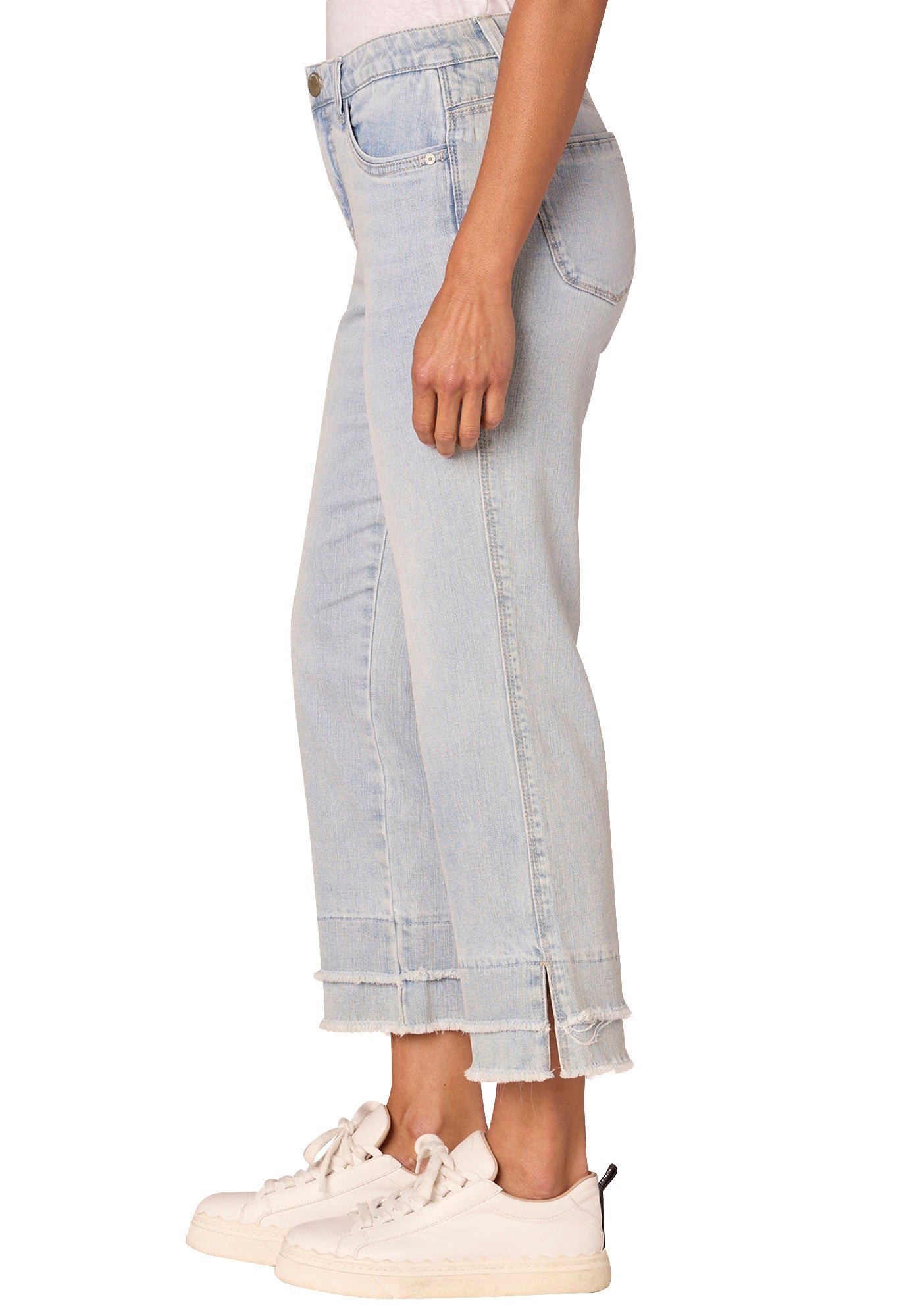 "Ab"solution Mid-Rise Double Layer Fray Hem Flare Jeans