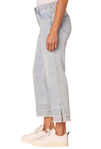 "Ab"solution Mid-Rise Double Layer Fray Hem Flare Jeans