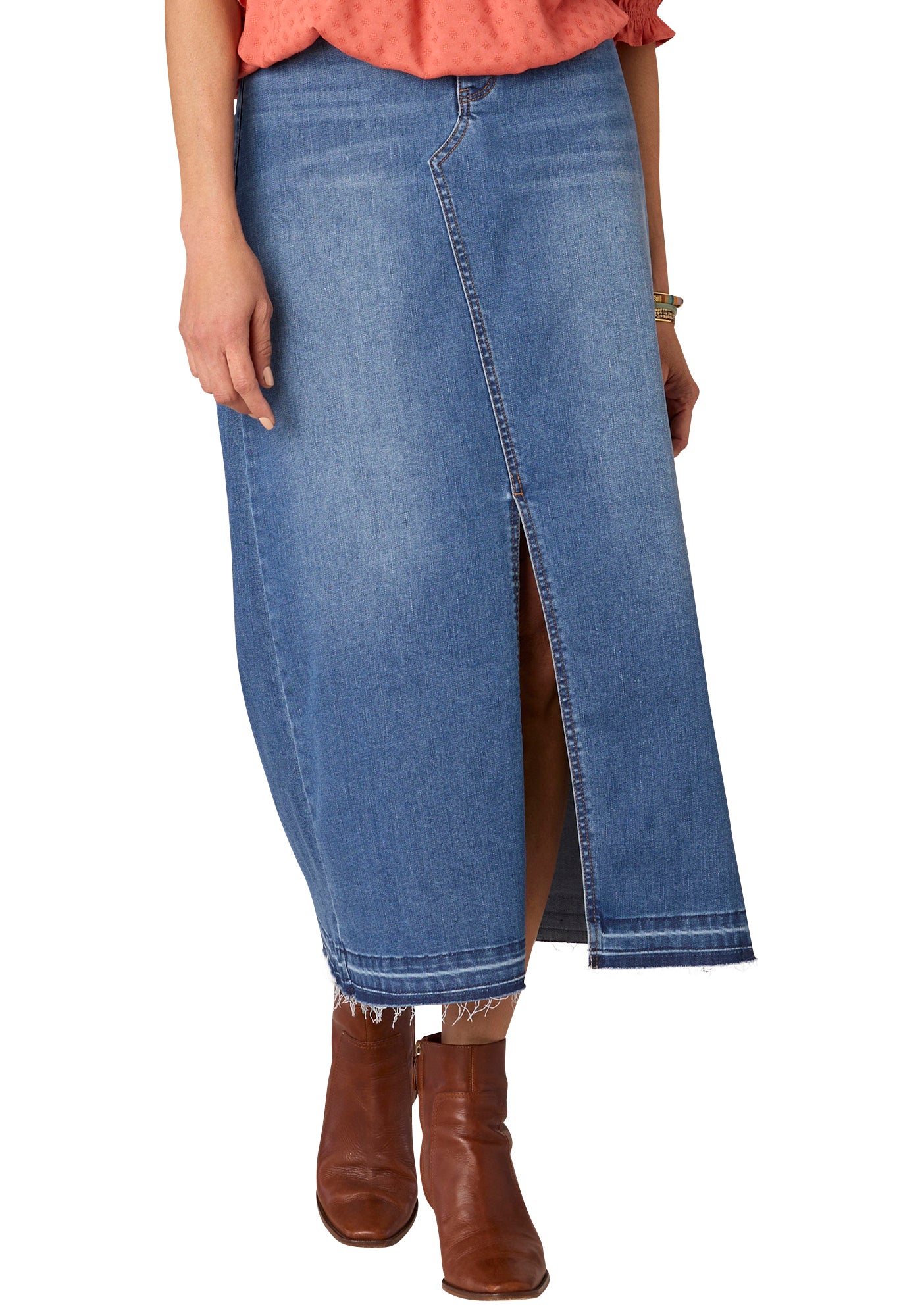 "Ab"solution High Rise Front Slit Skirt with Release Hem