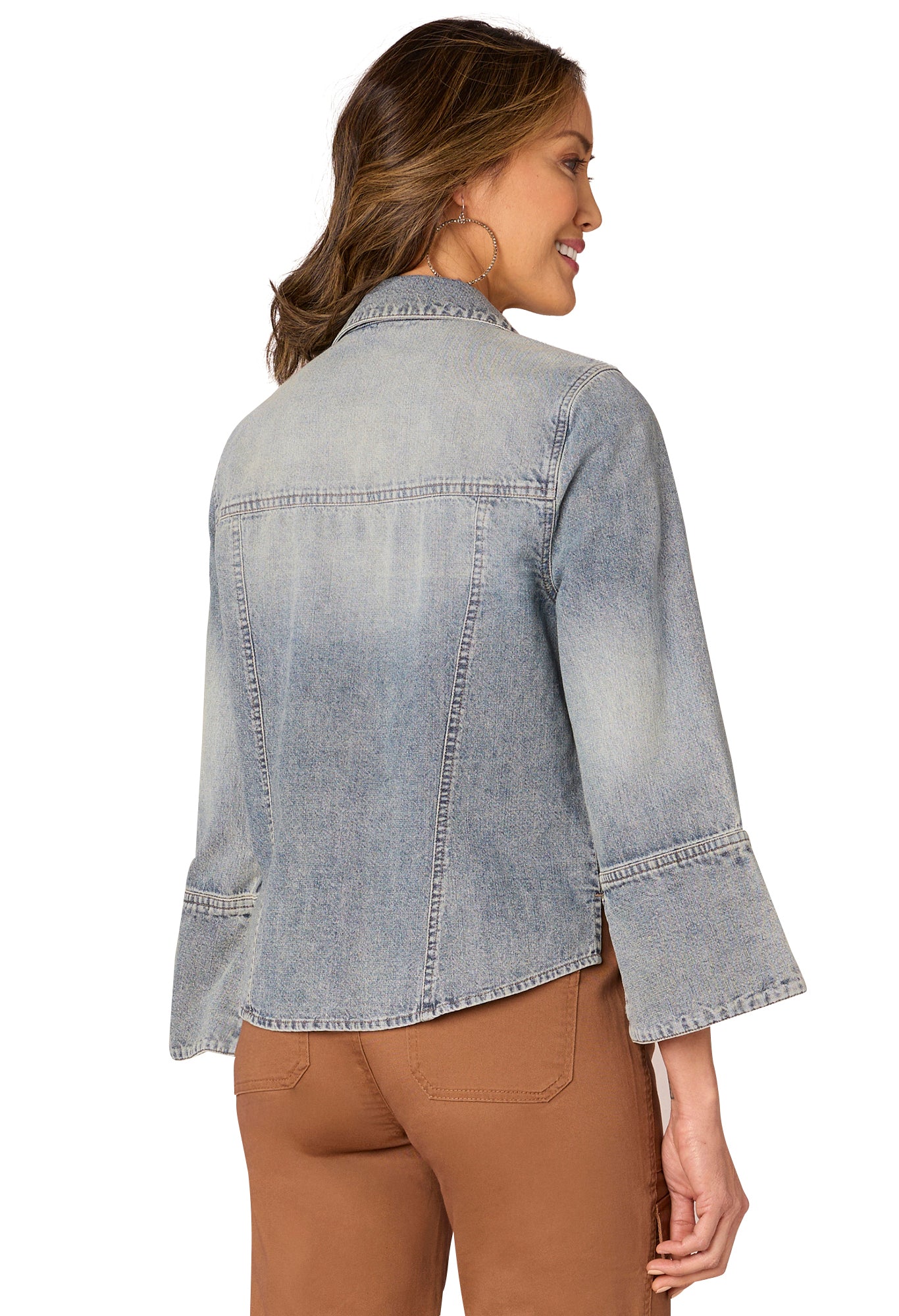 Three Quarter French Cuff Sleeve Denim Shirt