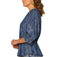 Lantern Sleeve V-Neck Printed Top