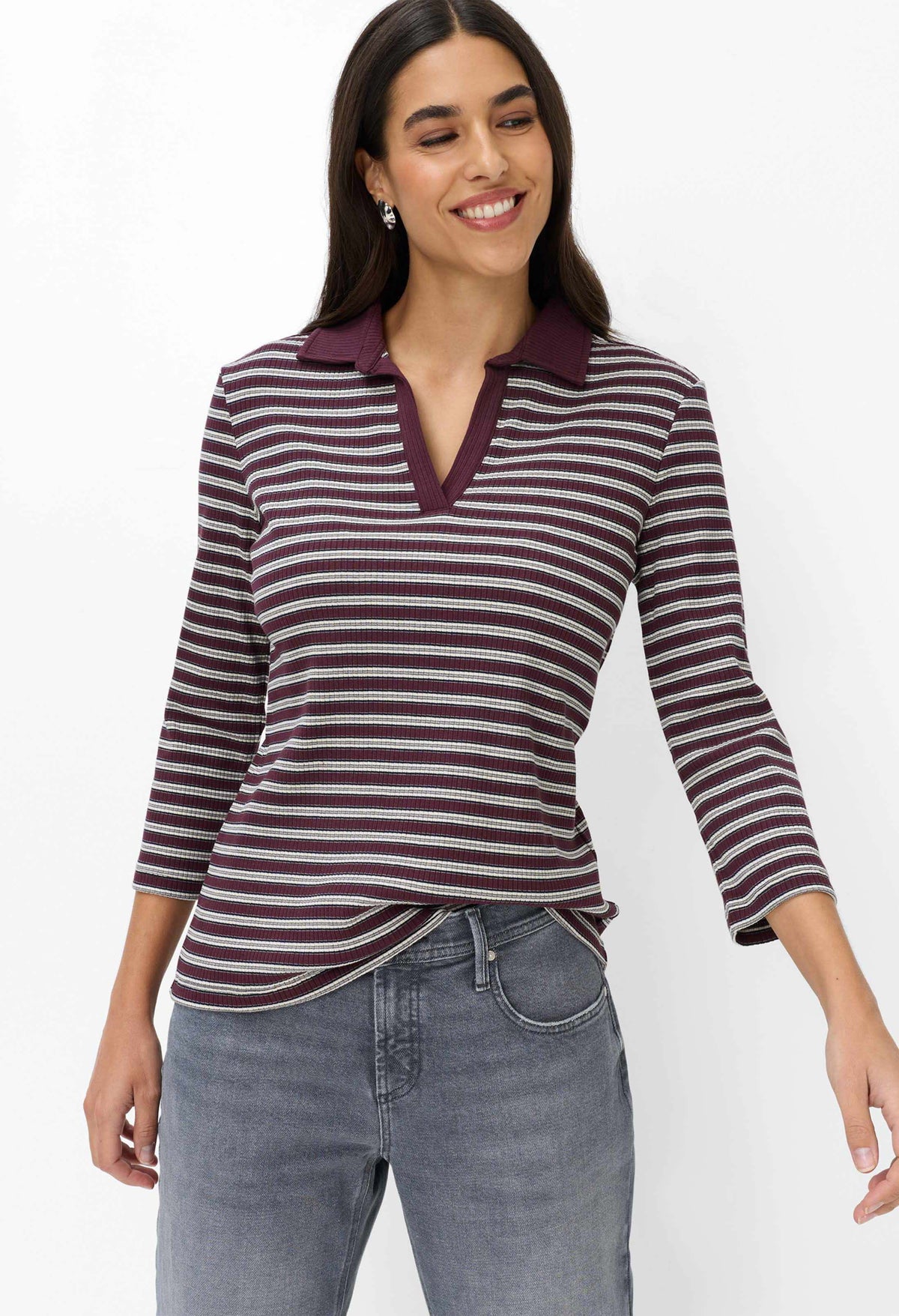 Cleo Ribbed Polo Top – Pamela Scott