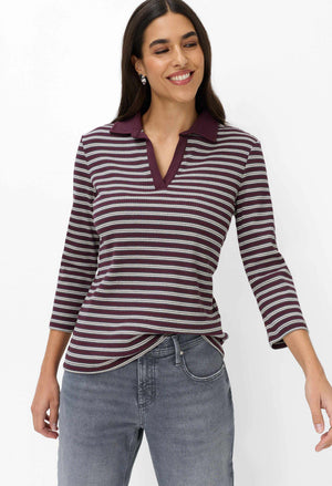Cleo Ribbed Polo Top – Pamela Scott