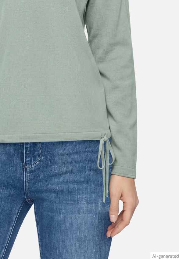 Knit Sweater With Waist Drawstring
