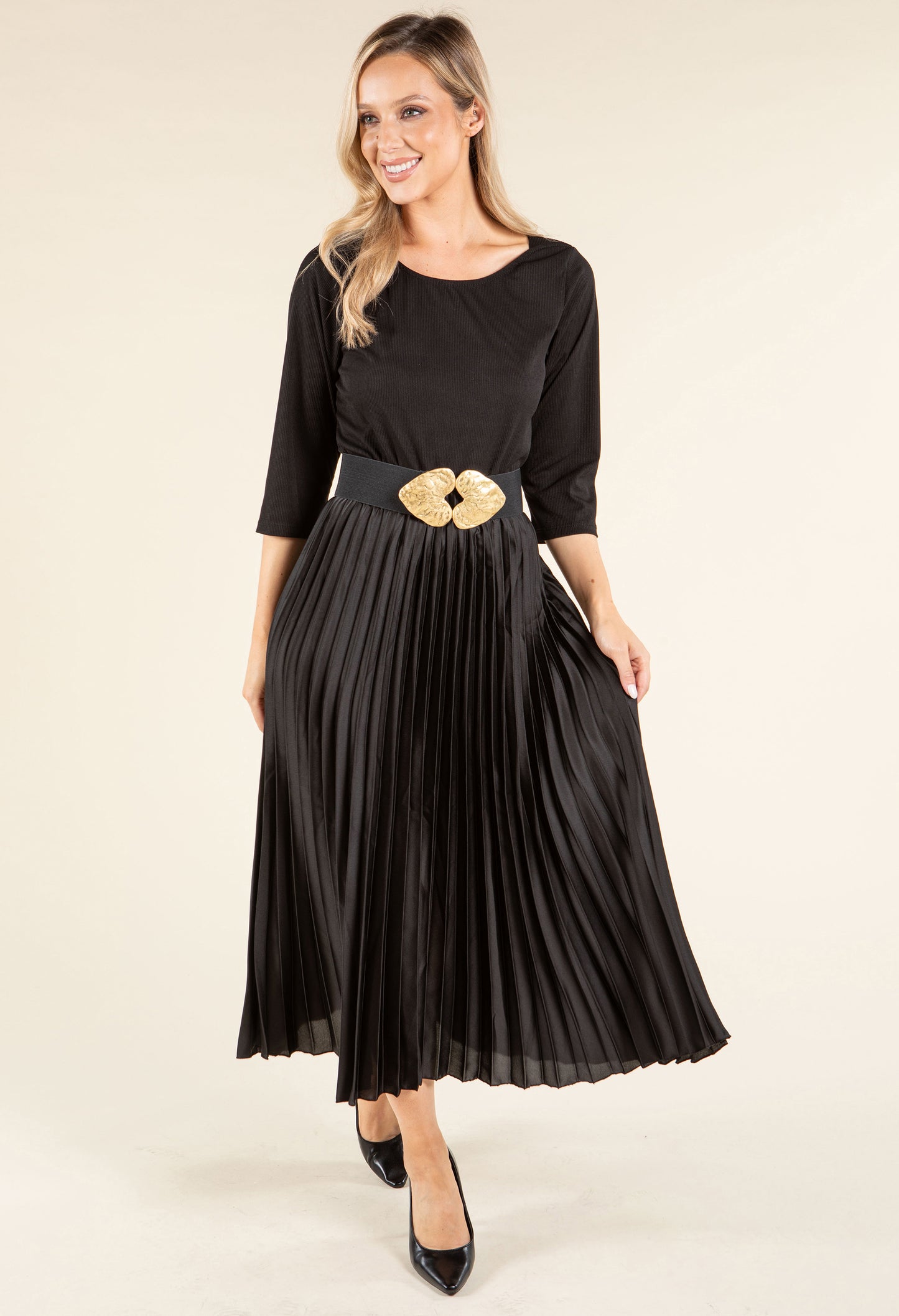 Ribbed Bodice Midi Dress