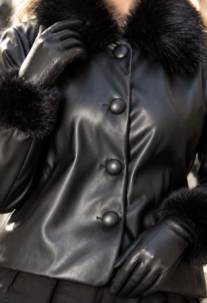Faux Fur Trim Gloves