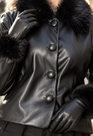 Faux Fur Trim Gloves