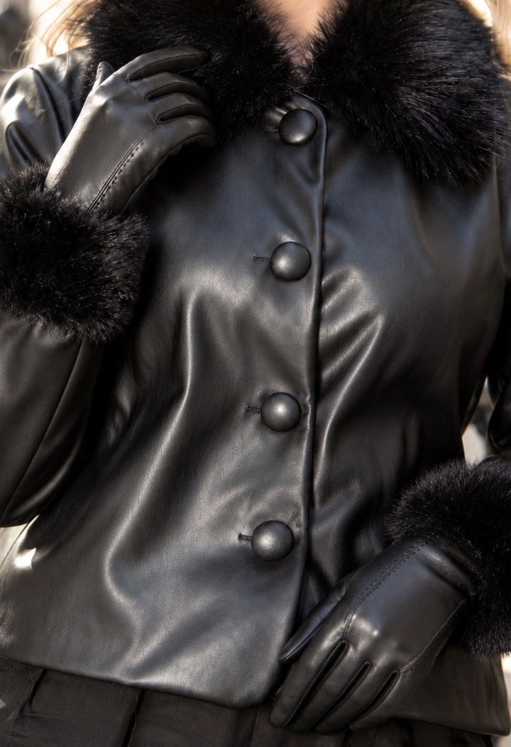 Faux Fur Trim Gloves
