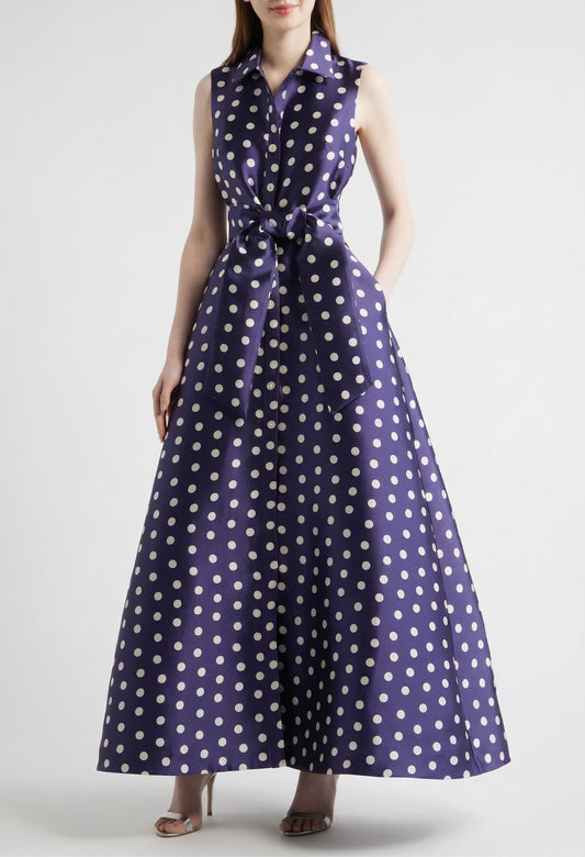 Satin Polka Dot Shirt Dresses