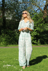 Abstratc Print V-Neck Shirt