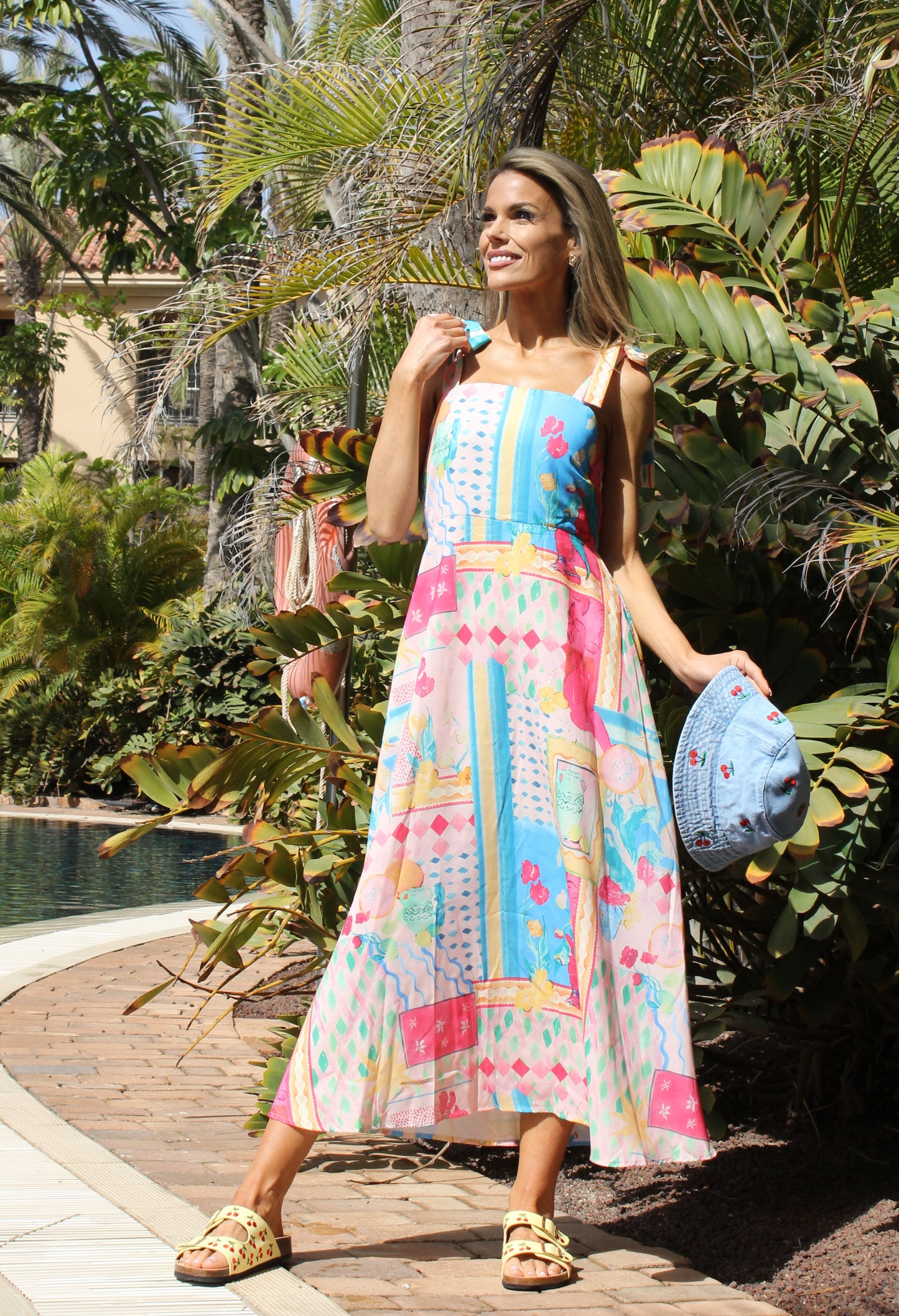 Tropical Print Midi Dress
