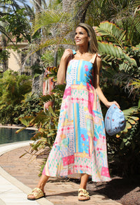 Tropical Print Midi Dress