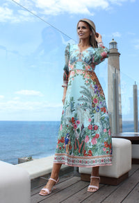 Tropical Print Midi Dress