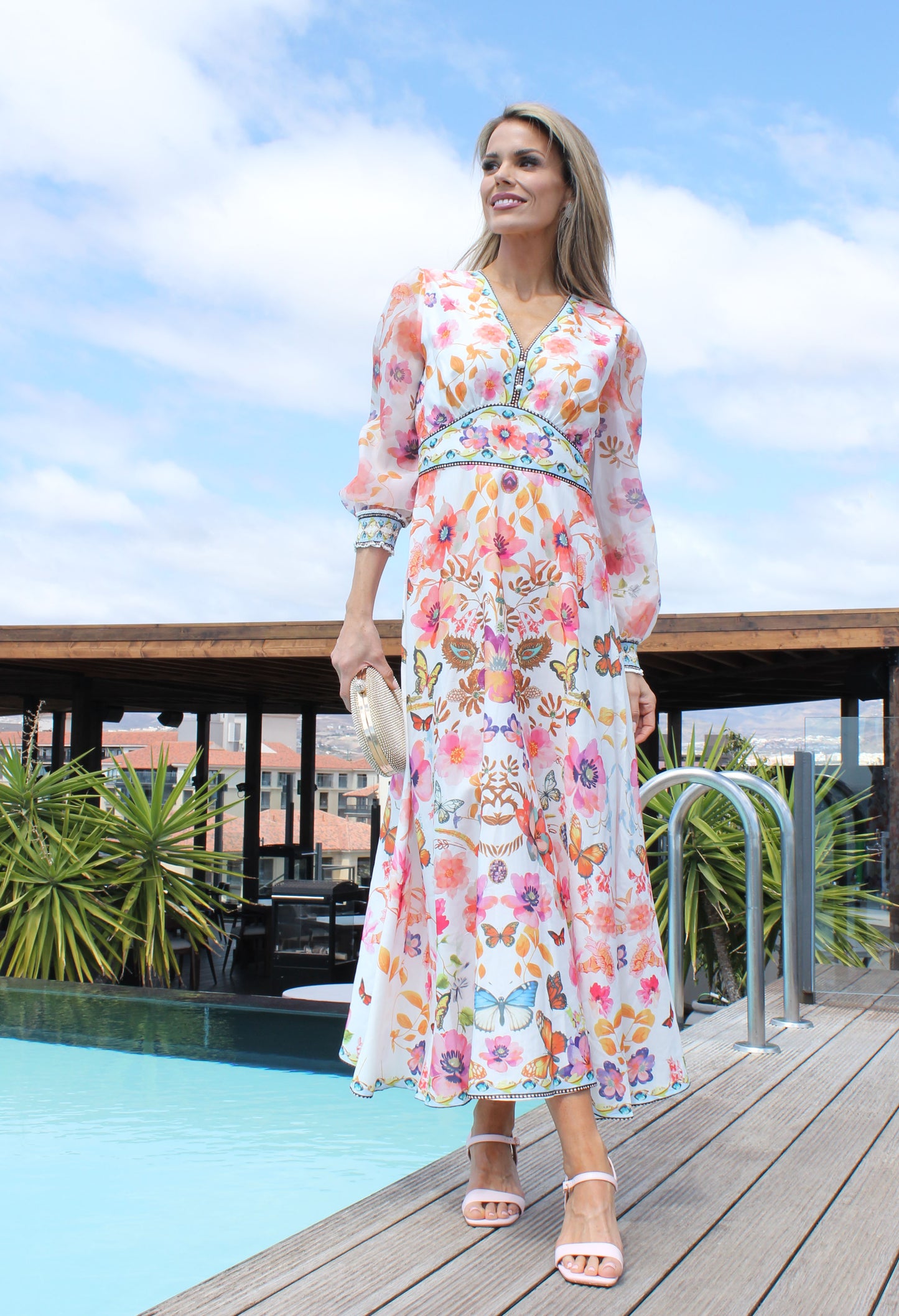 Butterfly Print Midi Dress