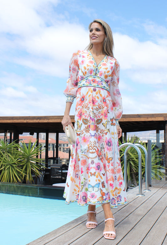 Butterfly Print Midi Dress