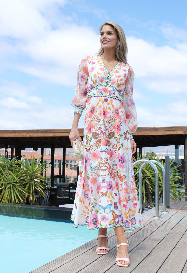 Butterfly Print Midi Dress