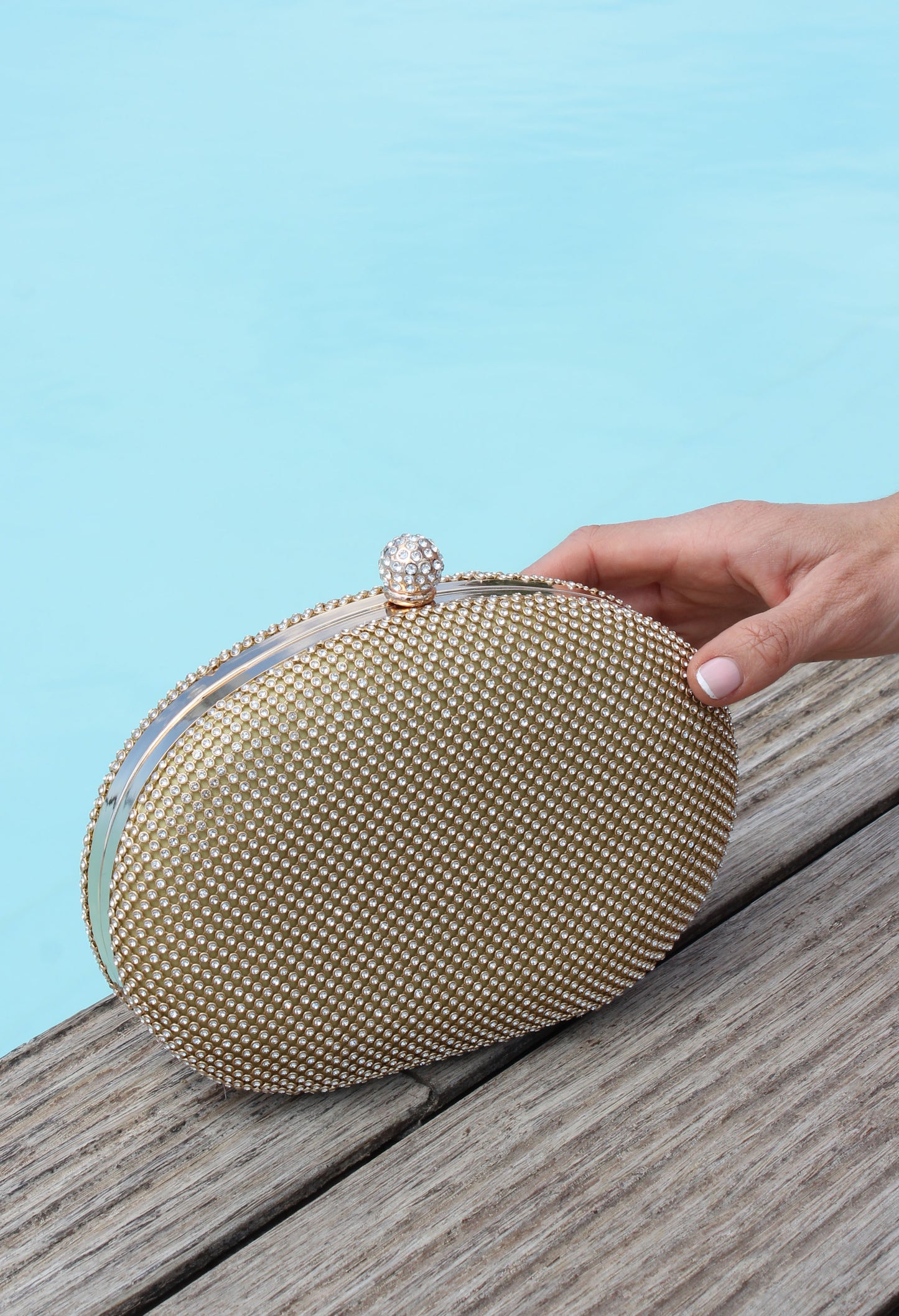 Diamante Round Clutch Bag