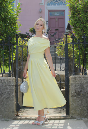 Dollie Asymmetric Neckline Skater Midi Dress
