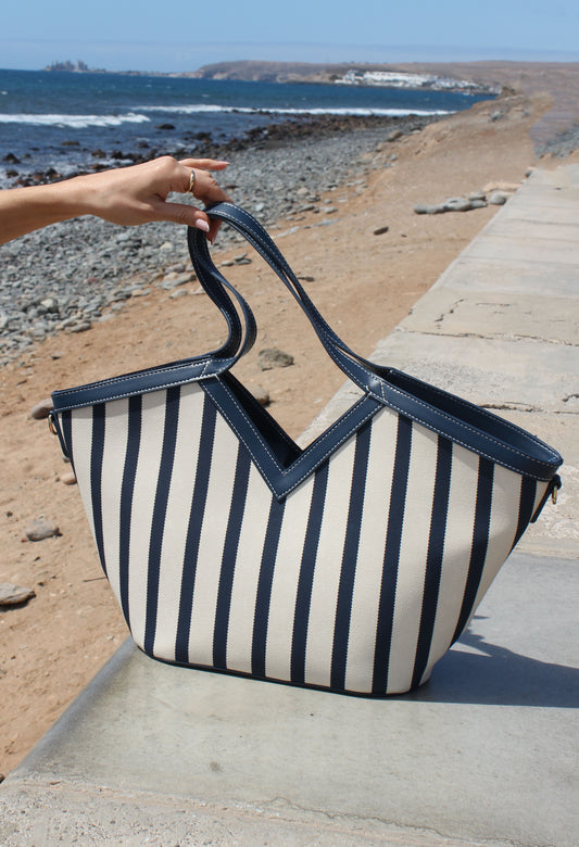 Striped Beach Tote Bag