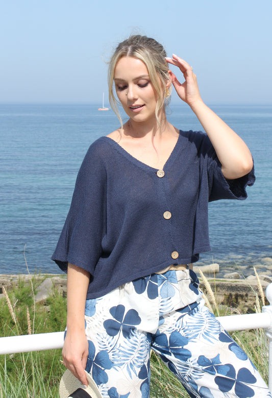 Cropped Knit Cardigan