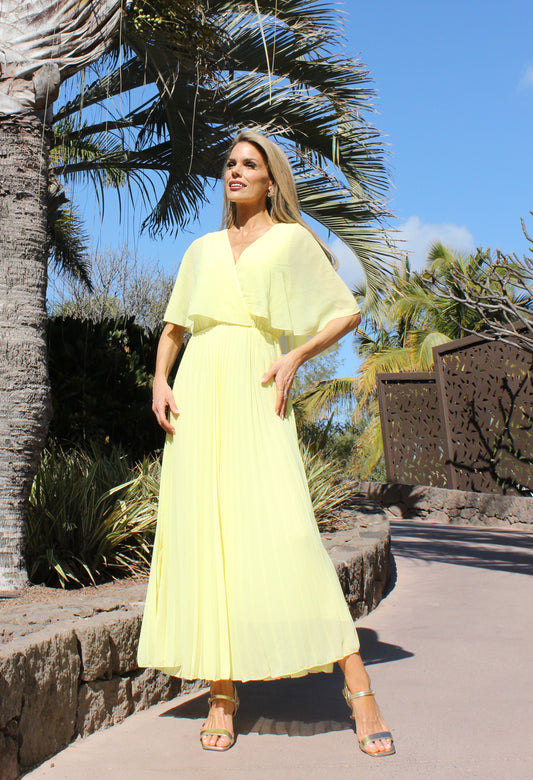 Plisse Pleated Wrap Midi Dress