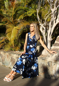 Sleeveless Floral Wrap Dress