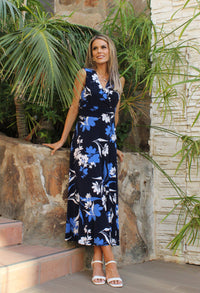 Sleeveless Floral Wrap Dress